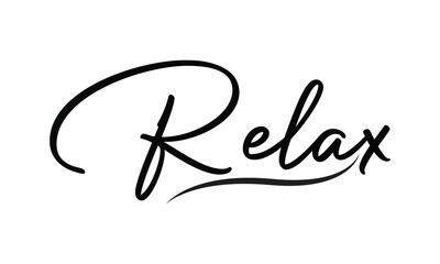 Relax handwritten inscription. Hand drawn lettering. Relax calligraphy. Relax text. Vector illustration.