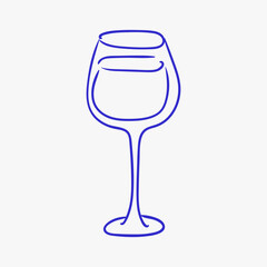 Outline of a glass filled with liquid on a blank background representing minimalistic art inspired by drinkware