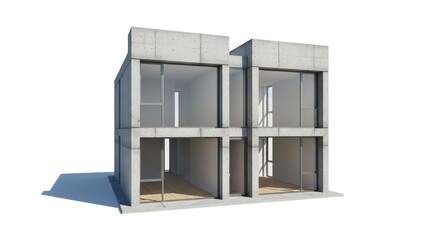 Modern concrete townhouses illustration