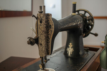 silver and black, old sewing machine