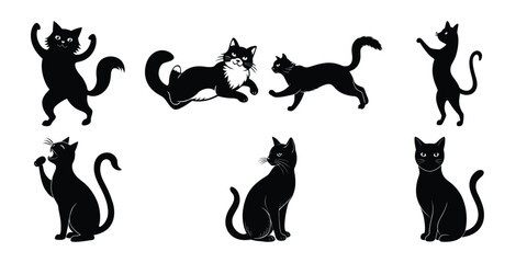 black silhouettes of cats