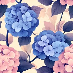 Hydrangea Flower Seamless Pattern. Generative AI