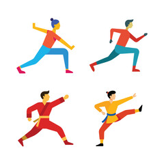 Body exercise flat color design