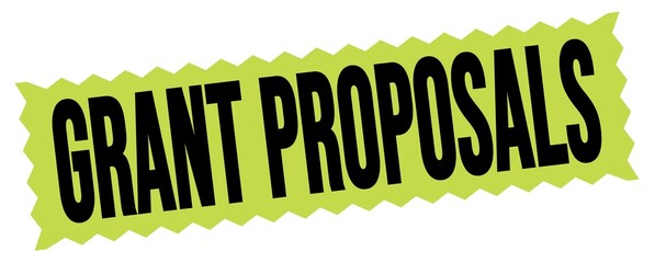 GRANT PROPOSALS text written on green-black zig-zag stamp.