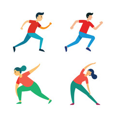 Body exercise flat color design