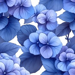 Hydrangea Flower Seamless Pattern. Generative AI