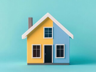 climate change and greenhouse gases with renewable solutions. Smart home using only renewable sources, CO2 emissions graph declining on screen