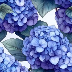Hydrangea Flower Seamless Pattern. Generative AI