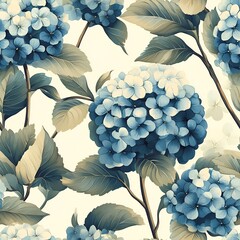 Hydrangea Flower Seamless Pattern. Generative AI