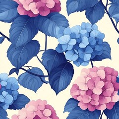 Hydrangea Flower Seamless Pattern. Generative AI