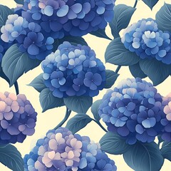 Hydrangea Flower Seamless Pattern. Generative AI