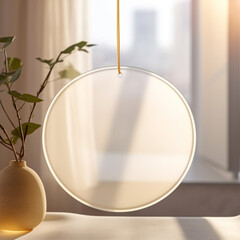 Transparent Ornament, Blank, Hanging on Christmas Tree, Gold String - Transparent Ornament Mockup