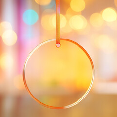 Transparent Ornament, Blank, Hanging on Christmas Tree, Gold String - Transparent Ornament Mockup