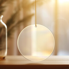 Blank Ornament, Blank, Hanging on Christmas Tree, Gold String - Transparent Ornament Mockup