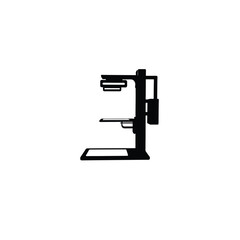 Silhouette of a mammogram machine with two parallel plates on white background