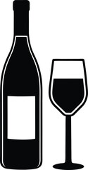  Wine Bottle and Glass Silhouette