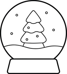 Christmas Snow Globe Line Art