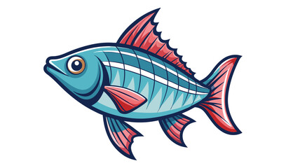 Fototapeta premium Photo of a vibrant blue and red fish, isolated on white background, swims with stylized fins