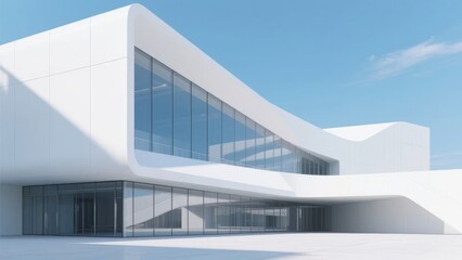 Modern Architectural Structure with Angular Design and Large Glass Windows