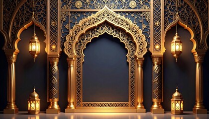 Ornate frame with indian or arabesque motif. Template for indian, arabic wedding invitations, oriental holidays. Copy space.