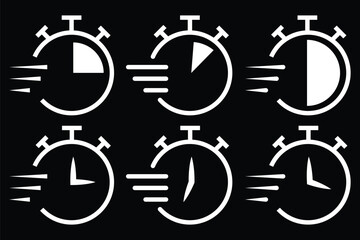 Stopwatch icons set. Timer symbol. Stopwatch, timer icons set. Speed ​​measurements.