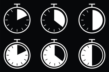 Stopwatch icons set. Timer symbol. Stopwatch, timer icons set. Speed ​​measurements.