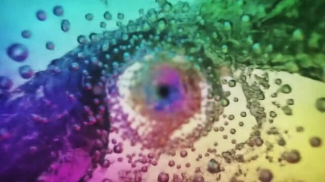 Seamless colorful water bubbles abstract waves tunnels background.  Generative AI.