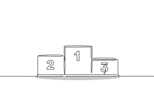 A minimalist line drawing of a winners podium with numbers one two and three on each level