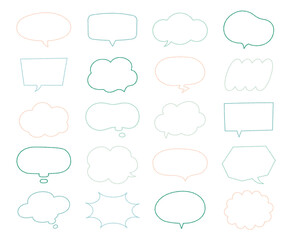 シンプルな吹き出しのセット　線画　バリエーション　ベクター　装飾　あしらい　バナー　漫画　素材