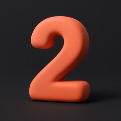 Fototapeta premium Three Dimensional Orange Number Two on Dark Background