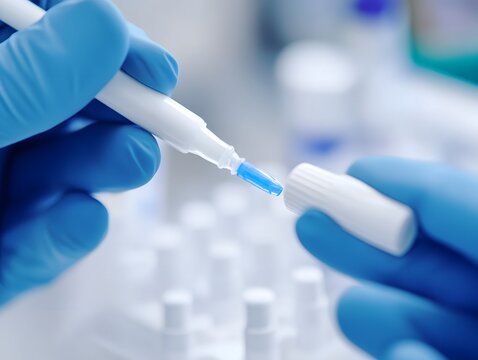 A dental professional's hands expertly apply fluoride treatment to a patient's teeth, showcasing precision in oral care.