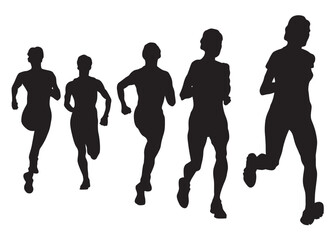 People athletes on running race on white background