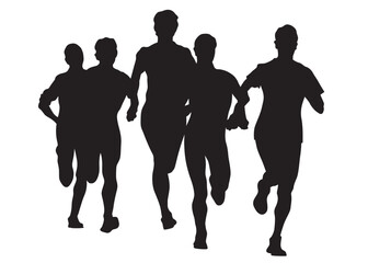 People athletes on running race on white background