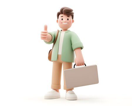 3D cartoon of a young Hispanic intern