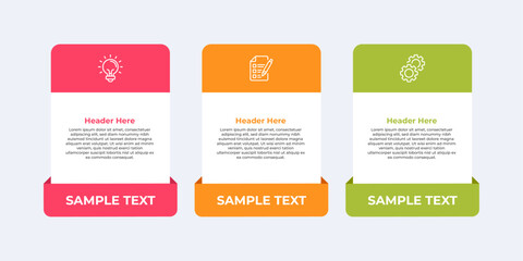 Three step process with headers and description