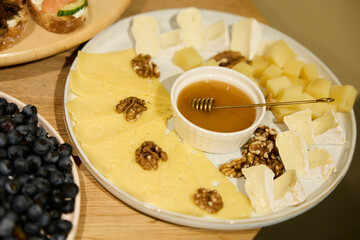Delicious Cheese Platter with Honey