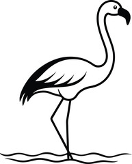 Flamingo in Shallow water silhouette vector illustration