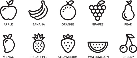 set of fruits icon
