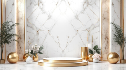 Realistic pedestal. scene for mockup products, stage showcase, promotion display