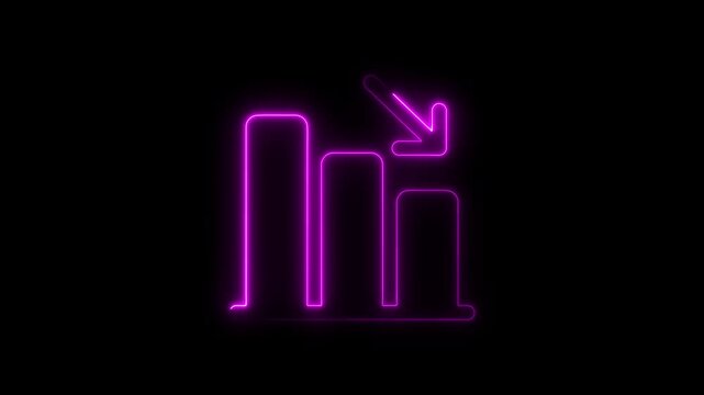 Neon bar graph showing financial downturn and decreasing performance