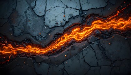 Fiery Lava Flowing Through Cracked Earth Creates Dramatic Landscape