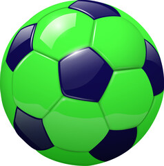 soccer ball 3D icon isolated, green black.