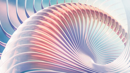 Abstract purple blue striped background, wavy stripes pattern, interesting spiral architectural minimal wallpaper.