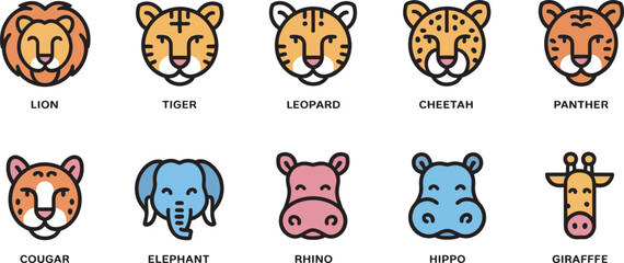 animals icons set
