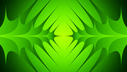 Abstract green background with 3d lines pattern, symmetrical minimal striped background.