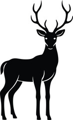 Elegant Deer silhouette standing in forest illustration 