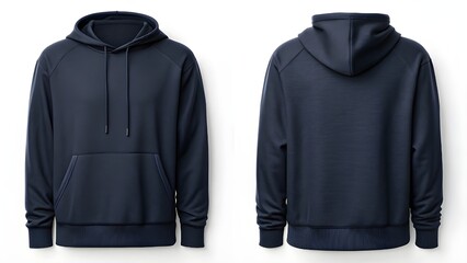 Navy Blue Hoodie Mockup Front and Back Views for Apparel Design and Branding