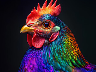 rooster isolated on black background