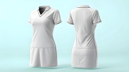 Tennis Dress Mockup Realistic 3D Model of White Polo Shirt Dress for Branding and Design