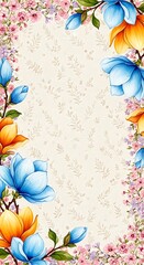 Watercolor floral background with magnolia flowers spring blossom bloom flower art design pattern wallpaper